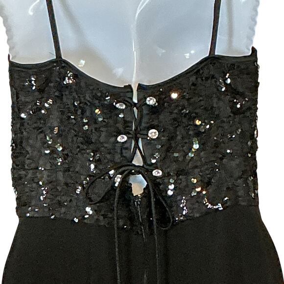 Bari Jay Sequined Sleeveless Black Corset Back Evening Gown Dress Women's 11/12 - Picture 8 of 10